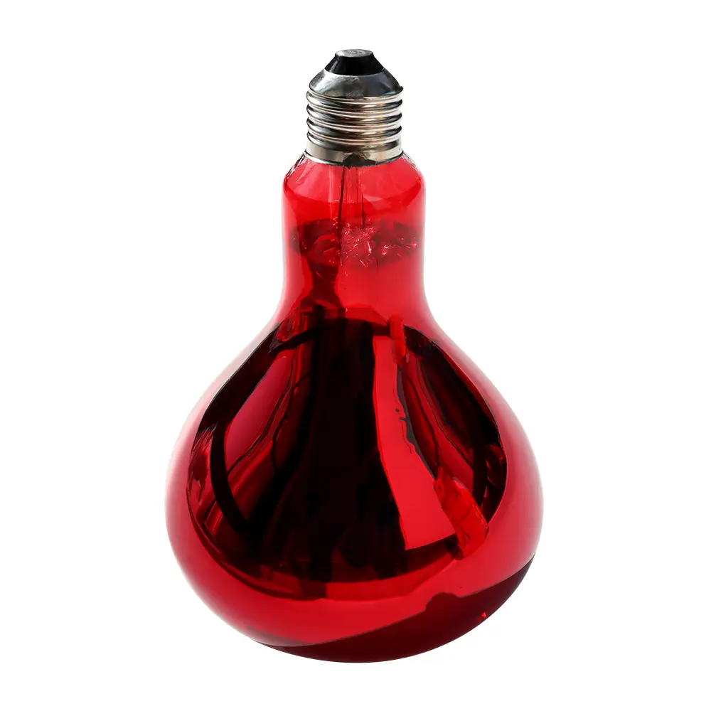 Bombilla de calor infrarroja para pollos de granja avícola, lámpara calefactora de gran calidad, vidrio duro transparente, flujo de Color DE BELLEZA DE ANIMALES rojos luminosos