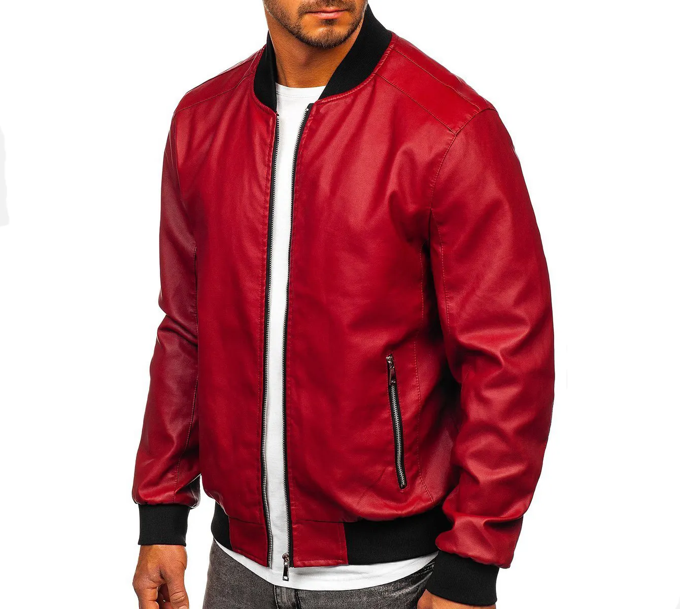 Лидер продаж, мужская куртка-бомбер красного цвета с длинными рукавами на молнии, высокое качество, по оптовым ценам