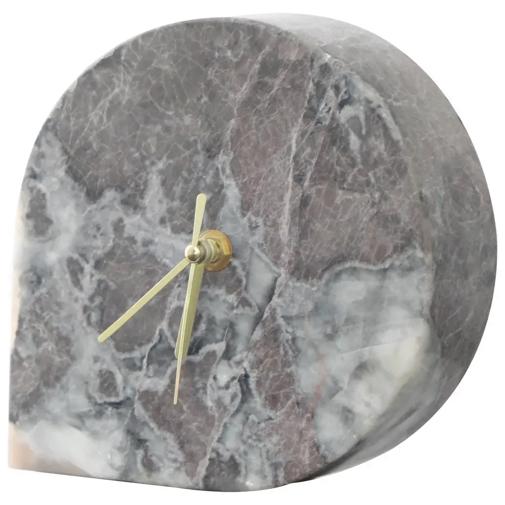 New Arrival trang trí nội thất nhỏ cổ điển Antique Marble Analog bảng Top đồng hồ kỹ thuật số với đá cẩm thạch màu xám với kích thước 12x23x23cm