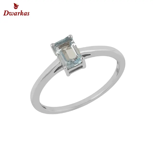 Kualitas tinggi batu alam biru topaz perhiasan S925 perak murni berlapis batu permata cincin untuk wanita anak perempuan