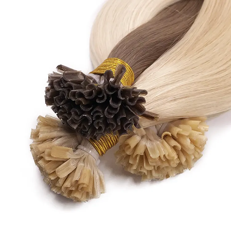 Extensão de cabelo remy, extensão de cabelo italiana em formato de u com ponta lisa