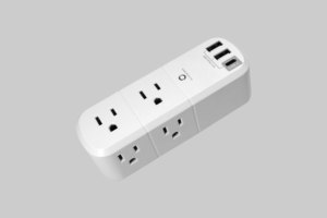 带旋转和多插头的插座扩展器，带6个交流3个USB端口 (1个USB C)，带壁式适配器充电器的3面电源带 - Product Image 4