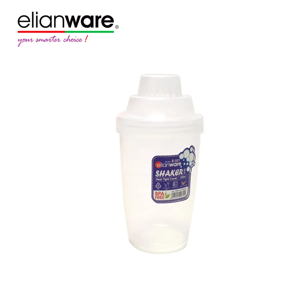 Elianware coqueteleira de garrafa de proteína, 350ml sem bpa de plástico (pp) para bebidas de plástico seguro microondas, coqueteleira para academia