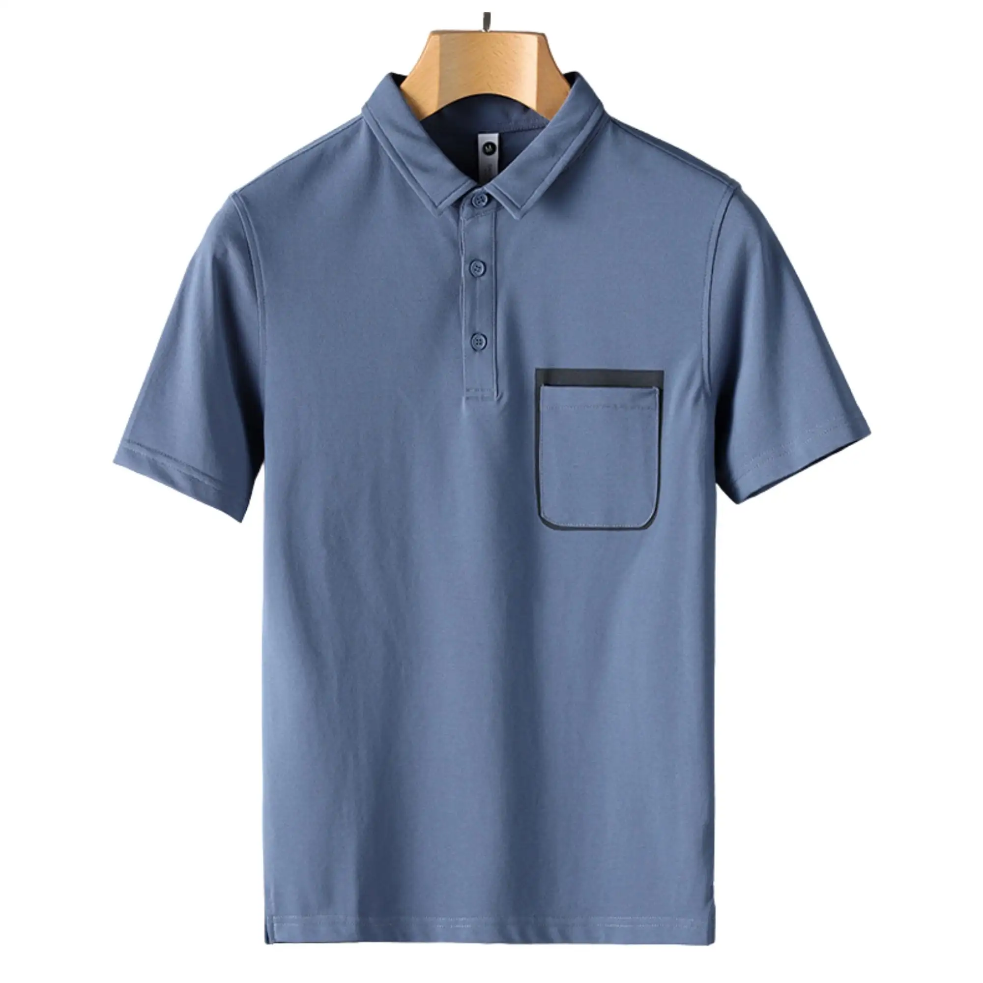 Camiseta de poliéster a la moda para hombre, polo bordado de alta calidad, top corto de gran tamaño