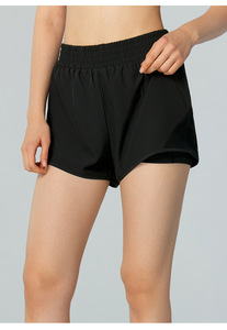 Buy Manufacturer Sportswear for Women Breathable Yoga Shorts <strong>Elastic</strong> Waist <strong>Fold</strong> Design <strong>Plain</strong> Dyed Fitness Gym Set - Product Image 4