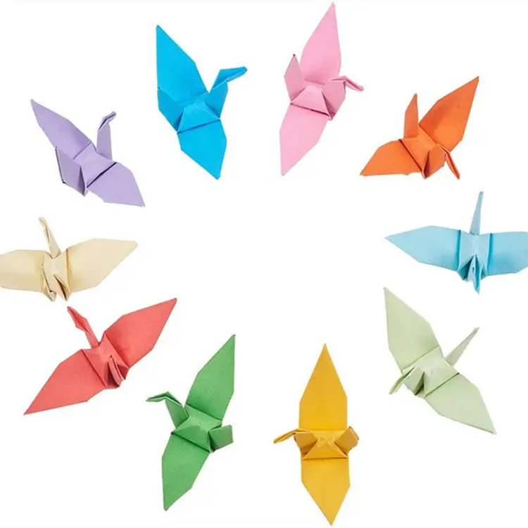 Gấp cầu vồng Origami cần cẩu PREMADE giấy cần cẩu handmade DIY Chim Vòng hoa cho tiệc cưới sinh nhật bé tắm streamers