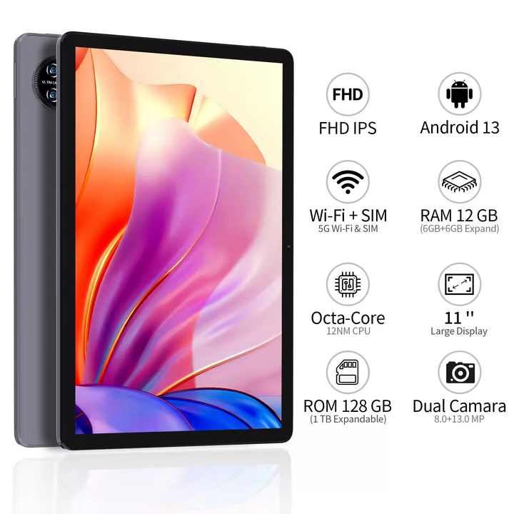 แท็บเล็ตแอนดรอยด์13 OCTA Core RAM 12GB รอม128GB 2K FHD หน้าจอใหญ่พิเศษ