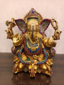 定制黄铜金属手工制作的ganesh偶像适合家庭寺庙，非常适合宗教用品商店转售 - Product Image 3