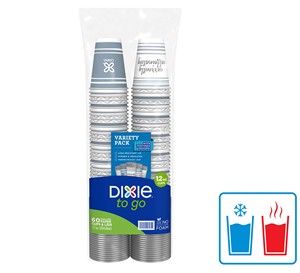 Tek kullanımlık 12 oz çok renkli kağıt bardak 60 sayım paketi gitmek için Dixie - Product Image 1