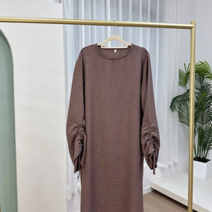 Suudi arabistan müslüman kadınlar mütevazı elbise Eid Dubai düz çarşaf İslami tatil parti katı türkiye dantel-up manşetleri uzun giysi