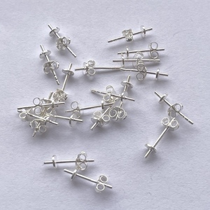 4mm 925 Sterling Silver Tiny Blank Post Stud Earrings Blank Empty Setting Flat Pins <strong>Gold</strong> Findings Semi Mount Earring <strong>Cabochon</strong> - Product Image 3