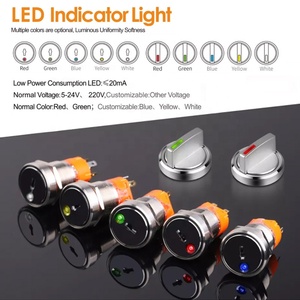 19/22mm IP65 impermeabile autobloccante 1 no1nc/2 no2nc con illuminazione a LED chiave in metallo interruttore a pulsante rotante - Product Image 5