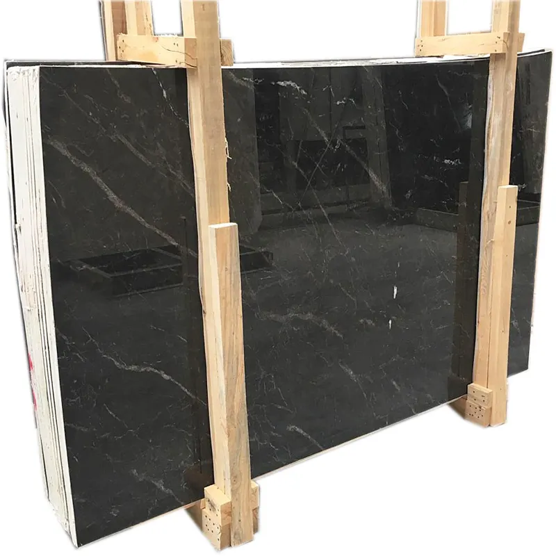 2023 Nero Marquina marmo Nero taglio personalizzato nuovo modello di moda Premium lucido 2 lastre di marmo spesse Made in Turkey CEM-P-43-12