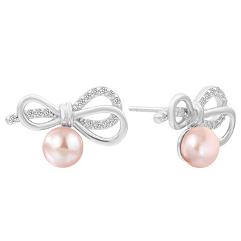 ต่างหูมุก (สีม่วง)