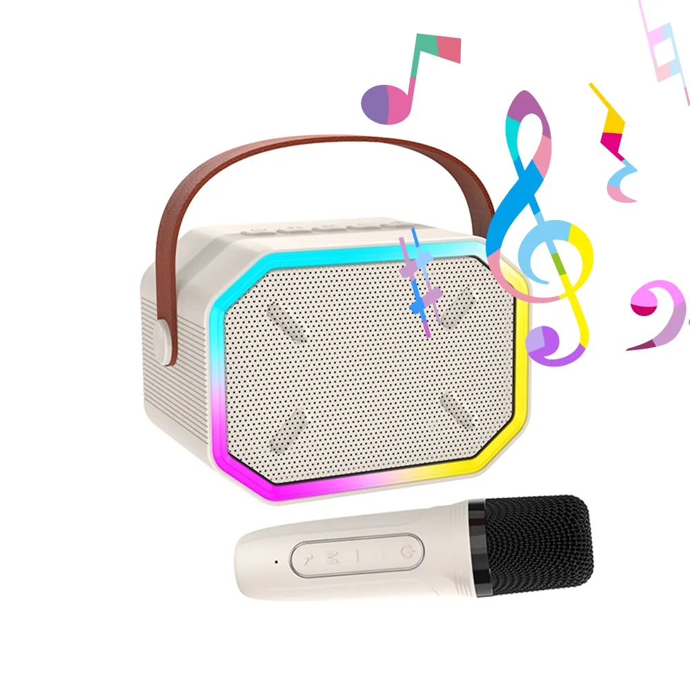 Tragbares kleines Stereo-System für Zuhause Karaoke Bluetooth-Lautsprecher mit kabellosen Mikrofonen Maschine Musikbox Unterstützung TF-Karte