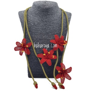 İğne Oyası zkok Kolye Özel Kırmızı Renkli Moda Kolye