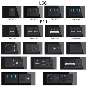 UK/Frankreich/US-Buchse TV-Netzwerk aus gehärtetem Glas SA 1-4 Gang 2-Wege-Druck-Reset-Tastenschalter Typ C USB 16A Nennstrom - Product Image 6