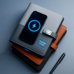 Organizador de cargador inalámbrico personalizado LABON, portátil inteligente, Banco de energía de cuero para portátil, núcleo de papel reemplazable con bloqueo de disco USB - Product Image 1