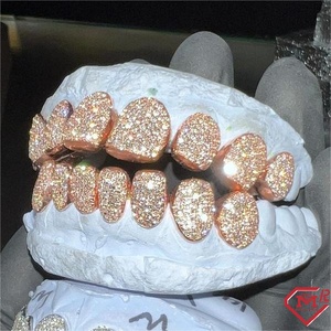 Top 8 Bottom 8 Grillz per denti Hip Hop gioielli Set Perm taglio oro rosa placcato personalizzato Grillz - Product Image 2