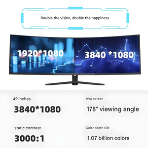 Monitor ultraancho de 49 pulgadas, pantalla dividida de entrada dual, pantalla de oficina comercial de productividad - Product Image 4