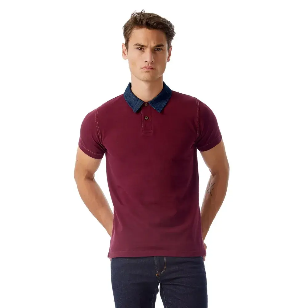 denim/burgundy, denim/heather grey, denim/navy