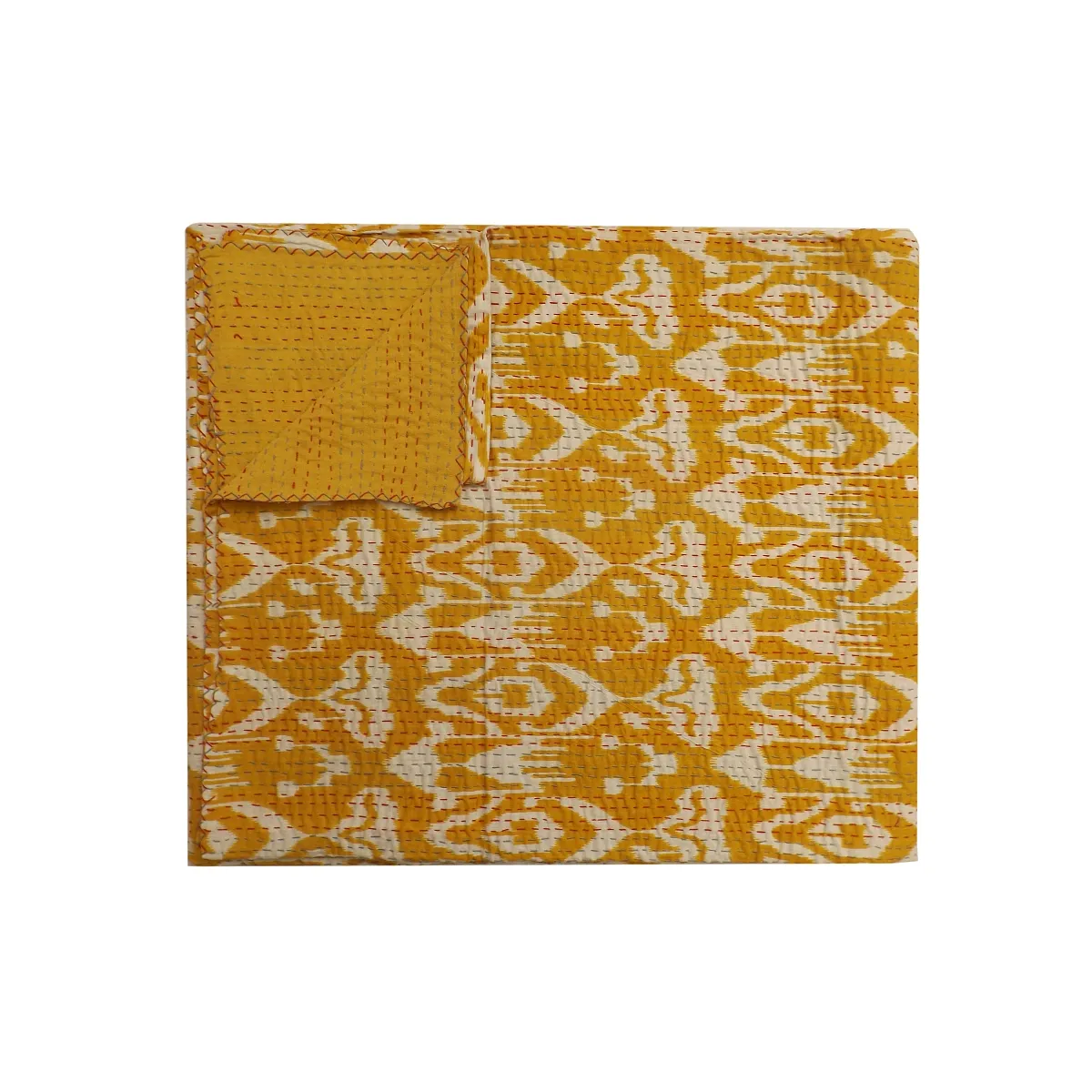 El bloğu baskı geri dönüşümlü marka yeni koleksiyon sarı renk yolu hint ev dekor sari kantha yorgan