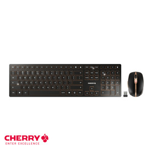 Original CHERRY DW 9000 SLIM <strong>Wireless</strong> <strong>Keyboard</strong> Mouse Combo Dual Mode (<strong>Bluetooth</strong> &amp; 2.4 GHz RF) Quiet Rechargeable Bronze/Black - Product Image 1