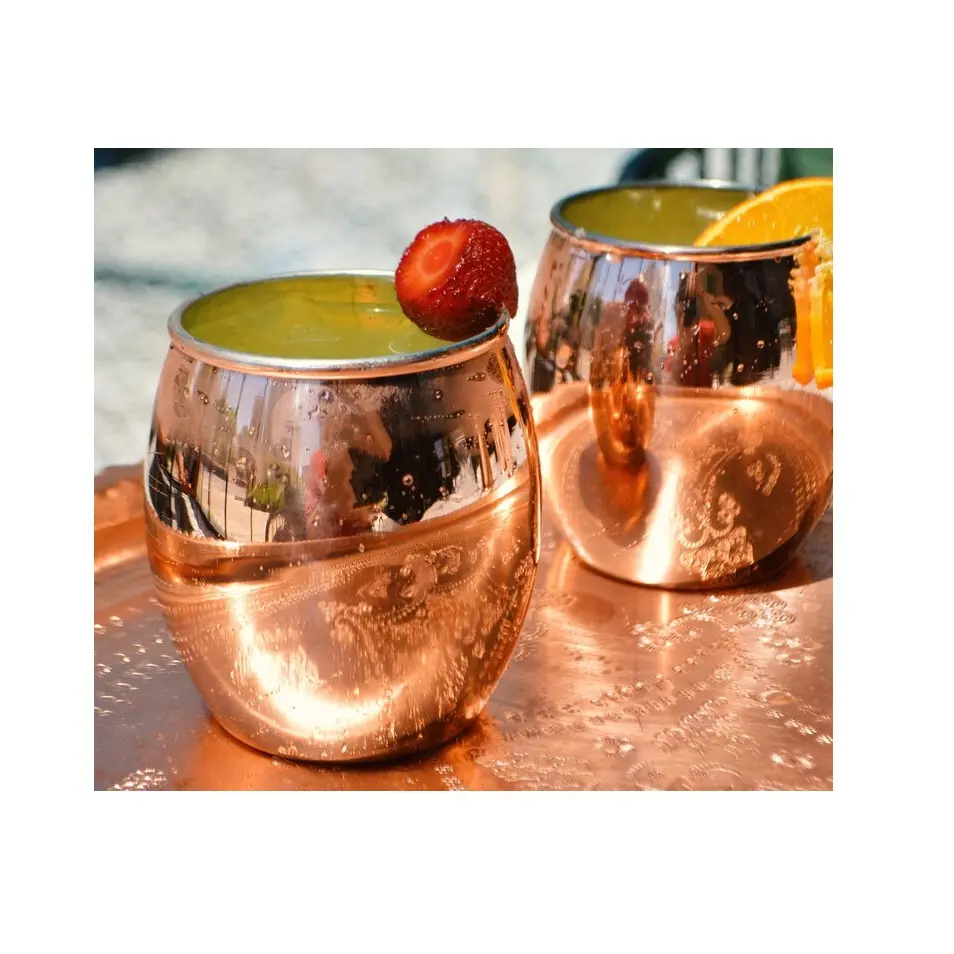 แก้วทองแดงสไตล์อินเดียมอสโกมิวล์สำหรับเบียร์ขิงทำจากทองแดงมอสโกมิวล์ผลิตในอินเดีย