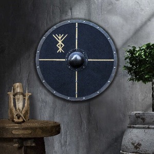 Norse Medieval Larp Warrior Wood &amp; Steel Viking Round shield Templar Shield - DIY Grade Customizable by Knives Manufacturer. - Product Image 4