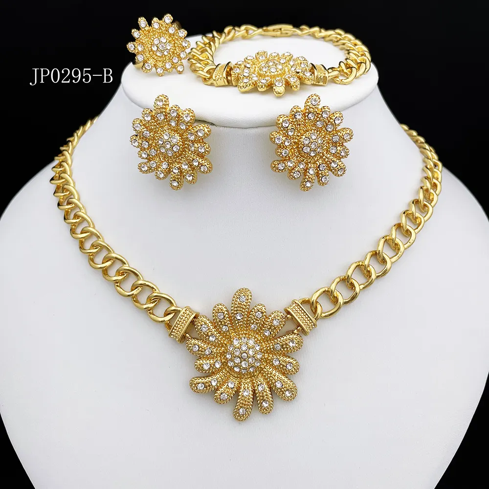 Juepei-collar de oro de 24 quilates con colgante de flor de piedras preciosas para mujer, diseño de joyería original, conjunto de joyería