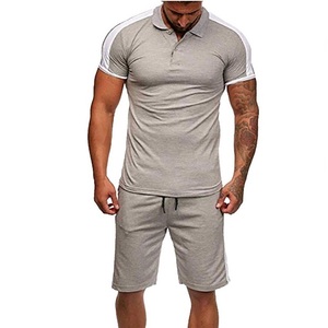 Erkek 2-Piece spor kısa Set sıcak yaz satış pamuk T-Shirt & şort özel 280 Gsm nefes örme tasarım resmi tarzı