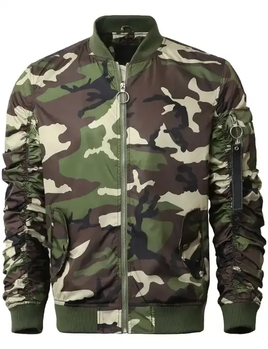 Chaquetas estampadas con diseño de camuflaje para hombre, chaquetas hechas a medida de nuevo diseño, chaquetas de bombardero de poliéster