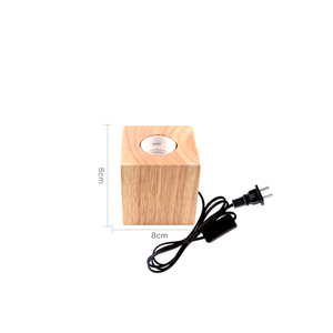 Base de madera Luz de noche Portalámparas de mesa con enchufe de bombilla e interruptor de luz Control Lámpara decorativa Base Soporte de enchufe