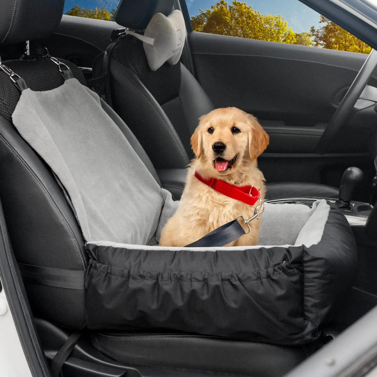 Siège d'auto amovible nettoyable pour chien avec sac de rangement et laisse de sécurité à clipser pour petits chiens moyens siège d'auto pour chien de voyage