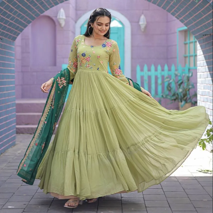 Abbigliamento pakistano indiano abito in Georgette per donna abito da sposa abito da donna Kurtis abito da sposa per la festa