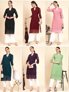 民族服装印度kurtis女装最新新到独家最精选常规袖船颈最低价格