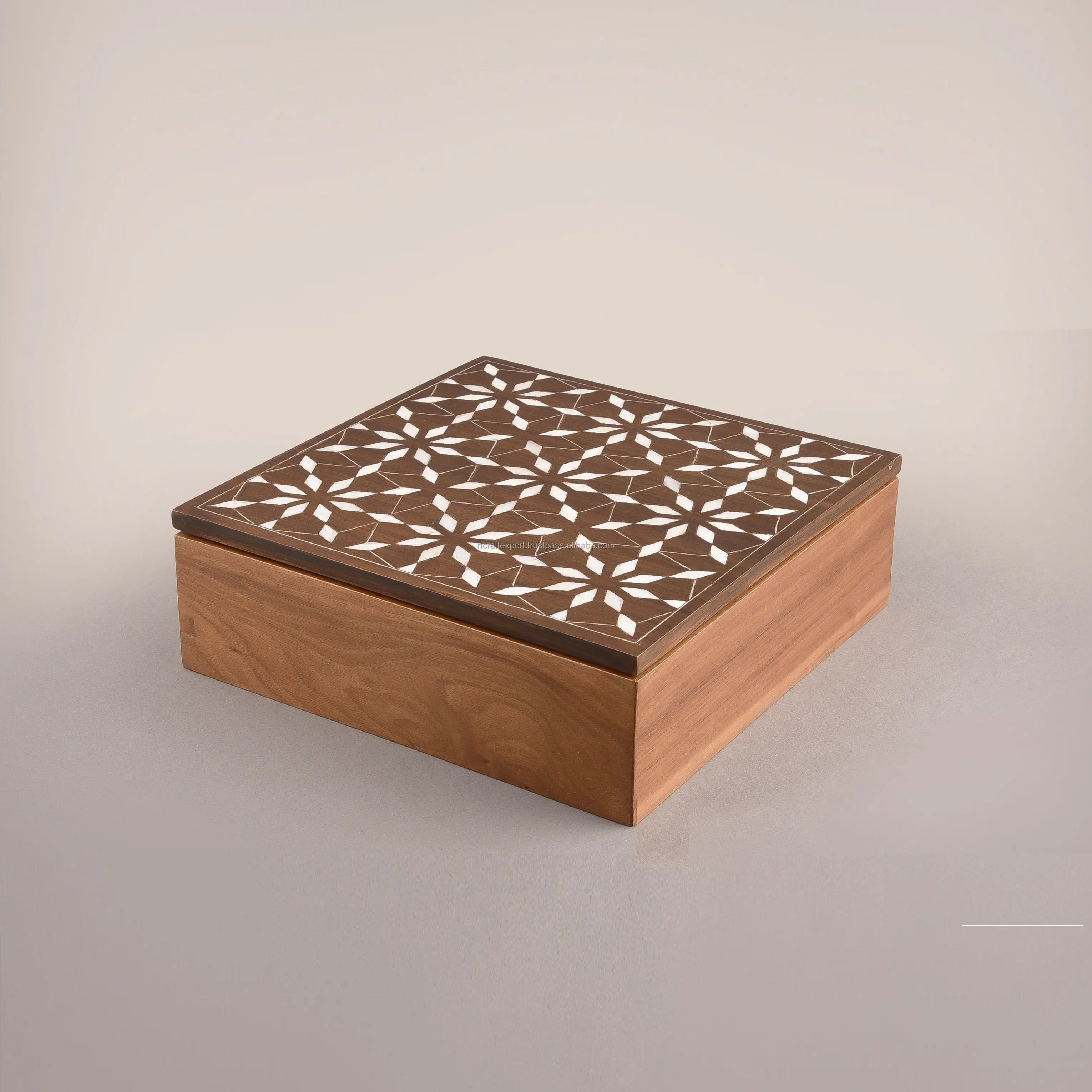 Scatola di alta qualità con intarsio in madreperla regalo e gioielli in legno intagliato a mano, incredibile scatola India di artigianato RF