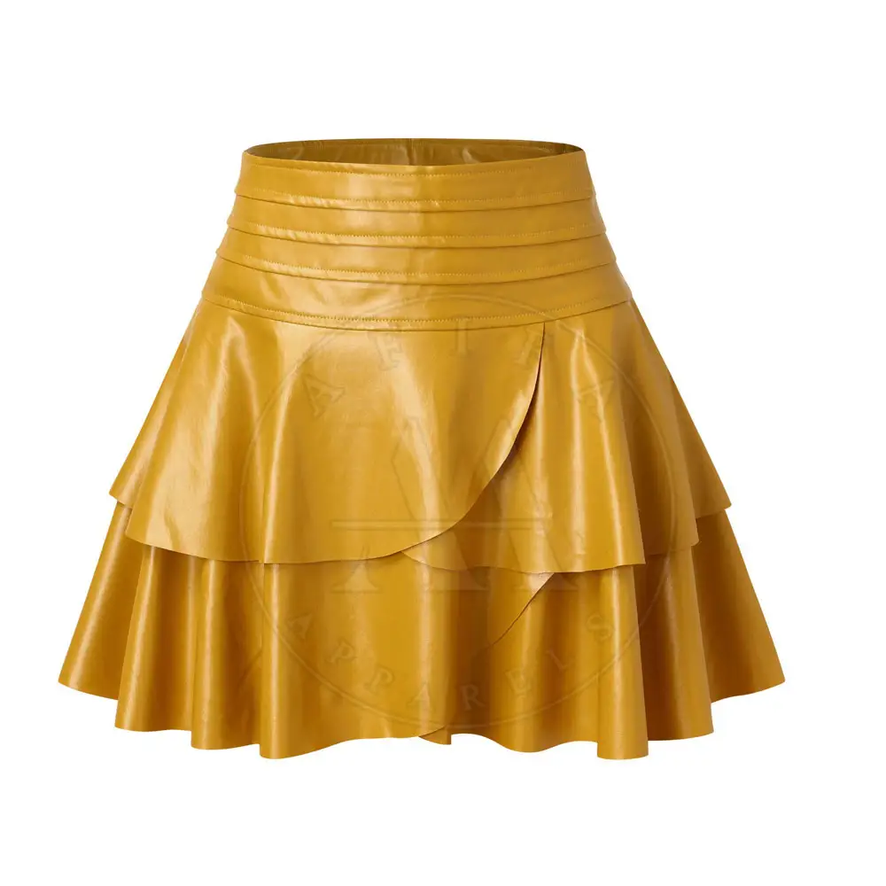 नई आगमन ठोस रंग उच्च कमर चमड़े स्कर्ट शरद ऋतु और सर्दियों चमड़े स्कर्ट