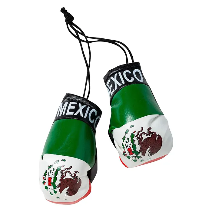 Bestseller mexikanische Flagge bedruckte Mini-Boxhandschuh-Schlüsselanhänger individueller Lederdruck Boxhandschuh Mini-Schlüsselanhänger zum Autoaufhängen
