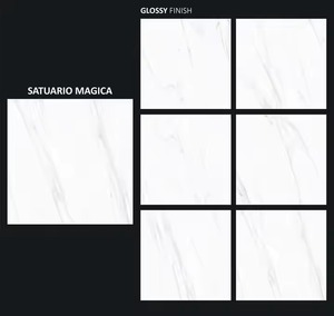 Statuario Pearl 80x 80cm光沢のあるポリッシュタイル800x 800mmピアストレル磁器リビア見事な床カウンタートップデザイン - Product Image 2