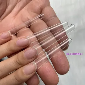 Aillsa ปลายเล็บ3XL NO C Curve 240ชิ้น stiletto ทรงสี่เหลี่ยมยาวพิเศษตรงเล็บออกแบบโลโก้ XXXL NO C coffin NAIL Tips - Product Image 2