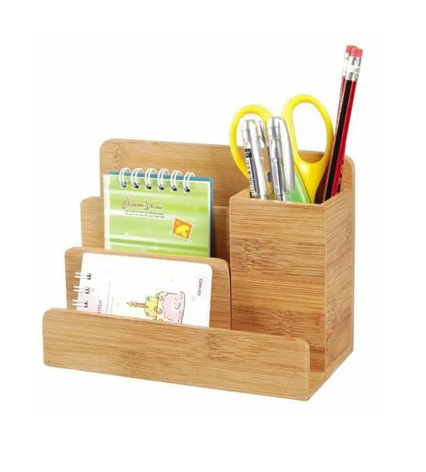 Organizador de madera para mesa, caja de papelería hecha a mano, nuevo diseño, precio bajo, venta al por mayor