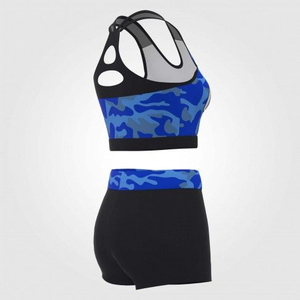 2025 süblimasyon amigo formaları Cheer kısa ve arka OEM hizmeti mevcut delik ile destekli sporcu sütyeni - Product Image 6