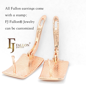 F82202093 FJ Fallon Fashion Jewelry Earrings with Round Colorful CZ / <strong>Turquoise</strong> <strong>Plated</strong> in Rose Gold Brass Based Split - Product Image 2