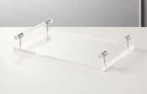 Gold Handle Rectangle Acrylic Serving Tray with Clear Storage for Outdoor and Kitchen Use Elegant Hotel Trays - Product Image 4