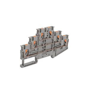 Bloque de terminales Push-in de triple capa de 20A y 500V, aplicación de resorte automotriz de riel DIN, hecho de PC duradero y nailon - Product Image 1