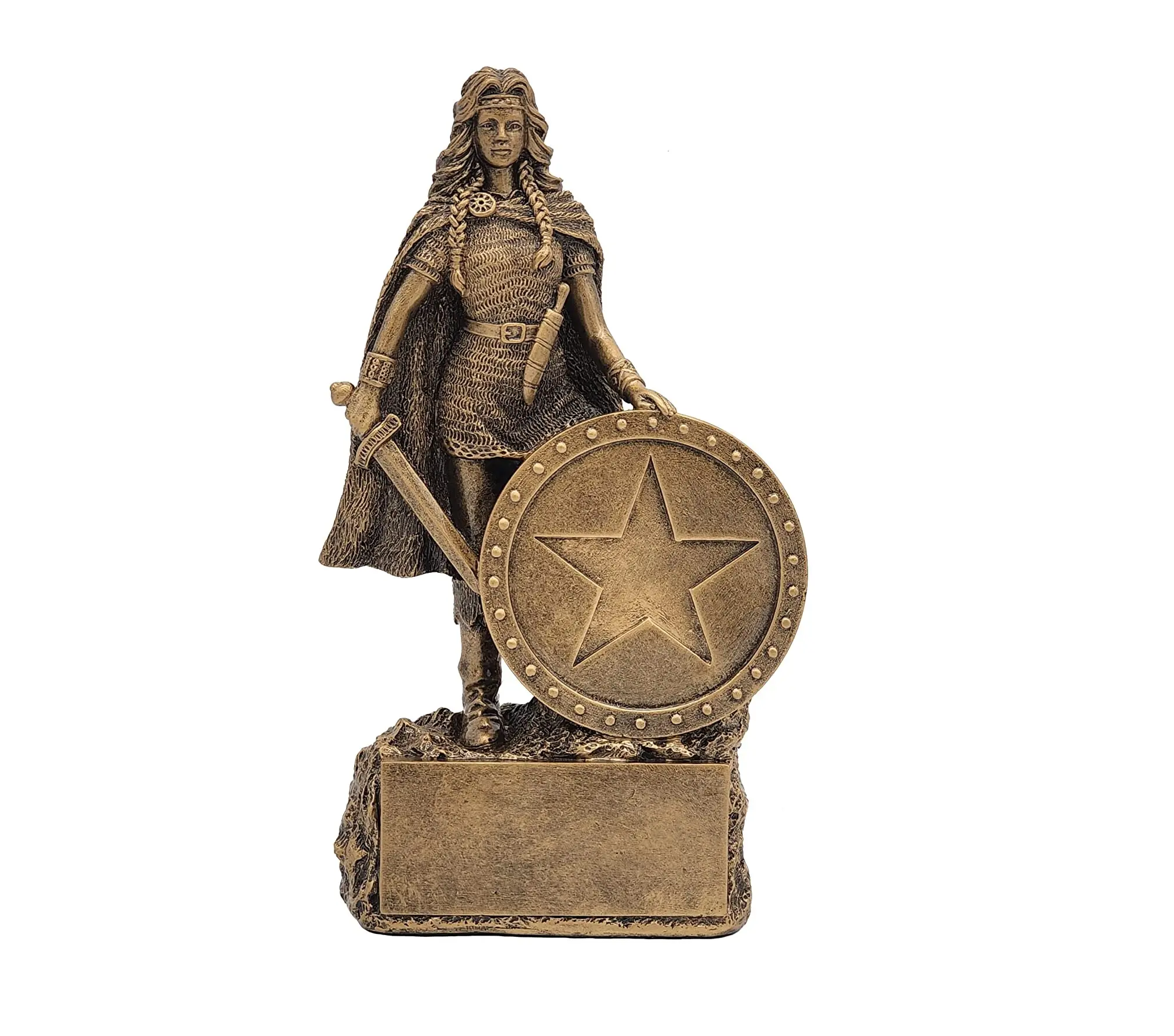 Female Warrior Trophy - Gold | Engraved Warrior Woman Award - 6.75 Inch Tall - Engraved Plate Upon Request