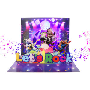 US Local Stock Verfügbar Designer Geburtstags grüße Rock Star Cat Gitarre Lustige humorvolle Geburtstags karte mit Licht und Musik - Product Image 1