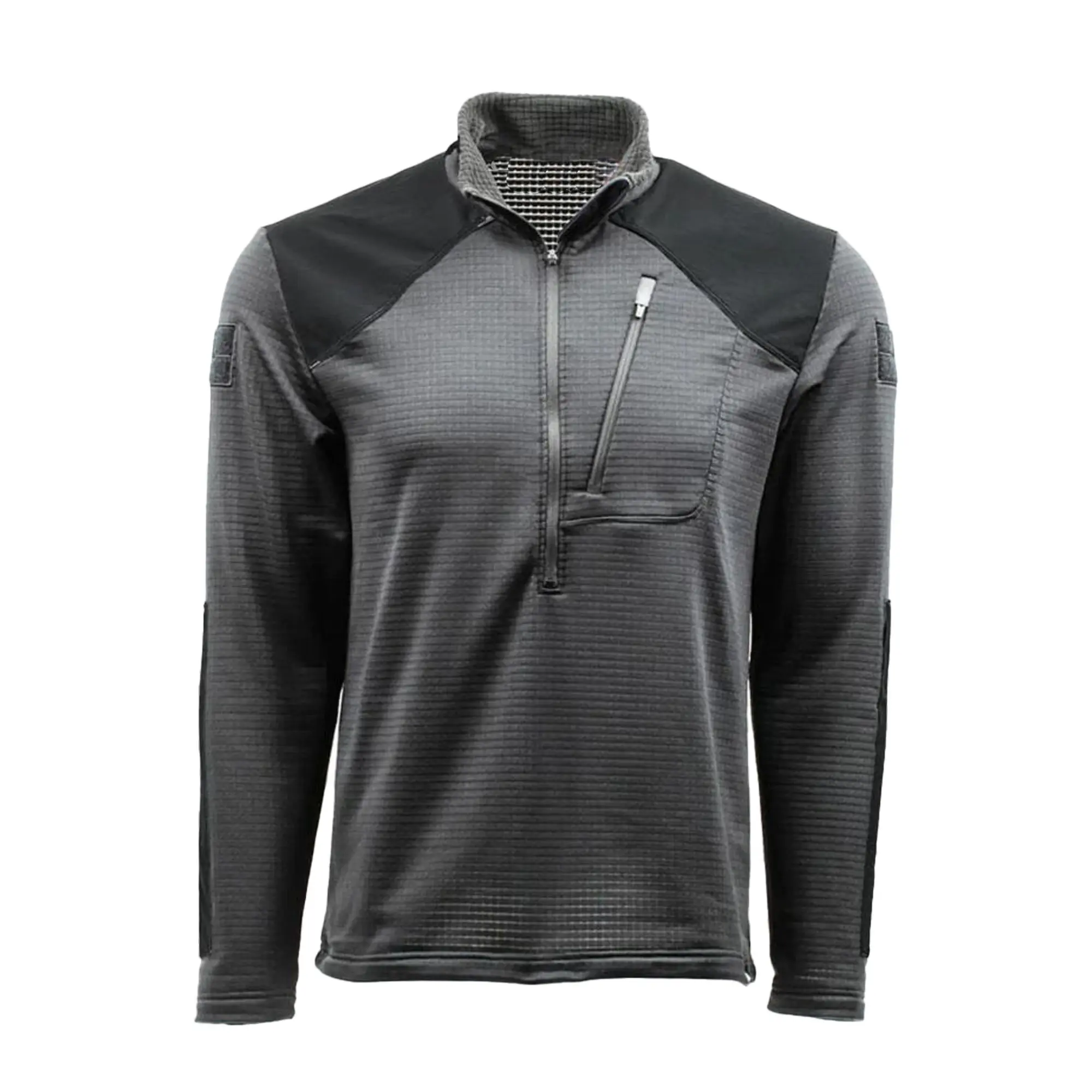 Camisa de combate com zíper cinza para homens, jaqueta e capuz personalizado estilo combate, tecido micro de secagem rápida de 4 vias, de qualidade premium