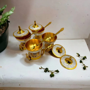 Đức Bạc-Vàng mạ bảng Xe đẩy đặt 4 bát 8 \ "x 8 \" (3 \ "đường kính) cho hôn nhân phục vụ mukwas hạt kẹo vv. - Product Image 5